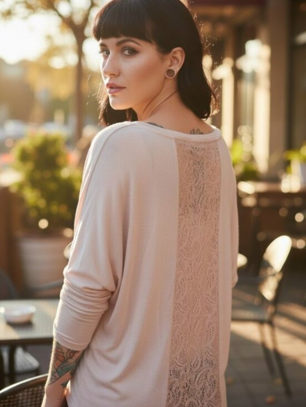 Blush Pink Lace Back Top L Forever 21 Minimal Romantic Soft Girl Aesthetic Shirt